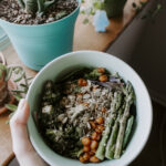 Healthy Veggie Bowl with Crispy Chickpeas + Lemon Tahini Drizzle