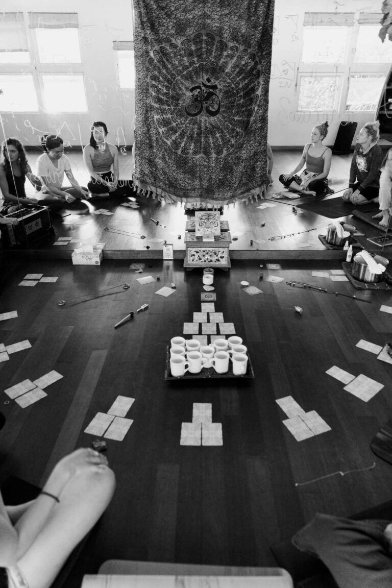 Cacao ceremony at training for becoming a certified yoga instructor