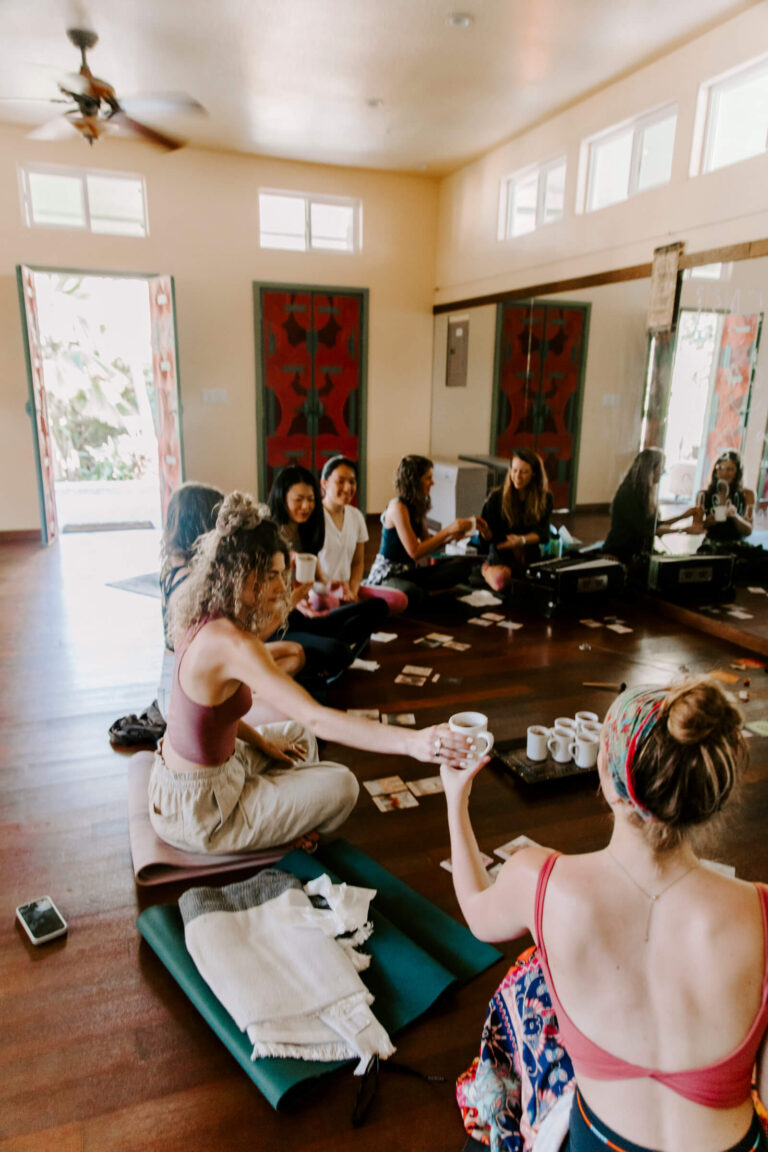 Cacao ceremony at training for becoming a certified yoga instructor